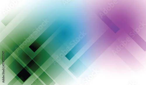 Gradient of blue and green vibrant composition of contemporary rectangular shapes in stylish background of abstract technology design