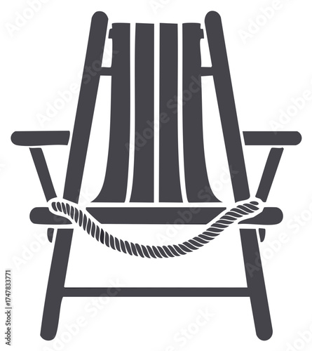 Outdoor Adirondack Chair with Rope Accent Minimalist Graphic Style