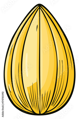 Vibrant yellow peeled sunflower seed graphic illustration representing healthy nutritious snack food