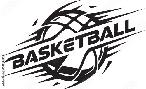 Dynamic Aggressive Basketball Logo Emblem with Speed Motion Lines