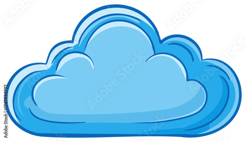 Stylized blue cloud illustration with smooth contours and varying shades of blue