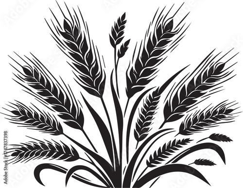 Elegant wheat stalk design creates a timeless harvest or bakery themed visual