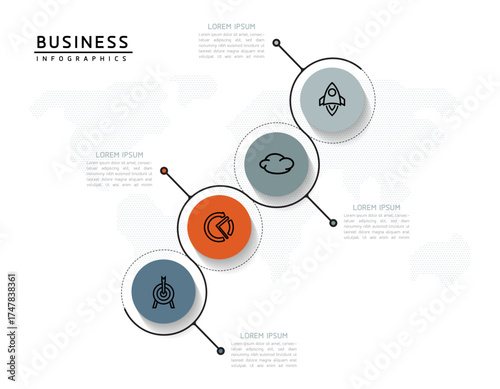 Vector infographic business presentation template with circular interconnection with 4 options.