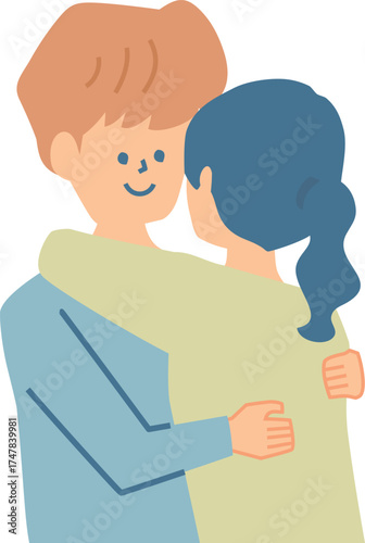 ハグするカップルのイラスト