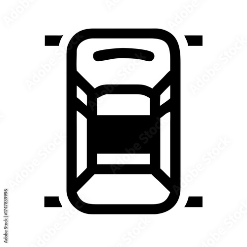 Overhead view of a black car, simple design