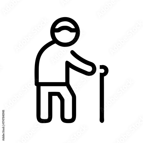 Senior man using a walking stick for assistance