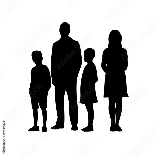 Silhouette of a family group standing together
