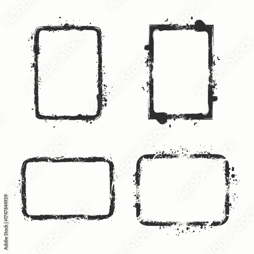 Professional quality vector silhouettes of grunge frames showing unique organic and tattered edge forms.