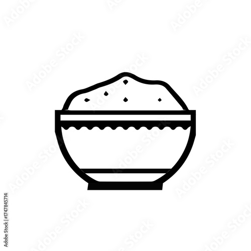 Mashed Food in Bowl Line Icon