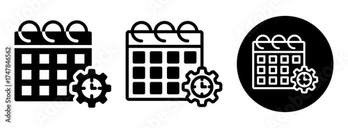 Schedule Management Icon Collection Glyph & Mixed Style