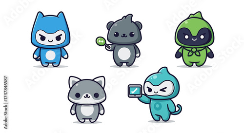 Cute Cartoon Characters Collection Adorable Digital Art.