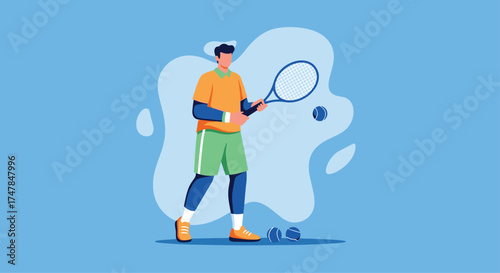A male tennis player swings his racket at the ball during a match.
