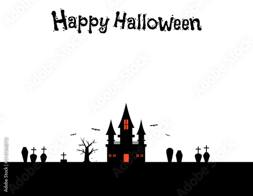 ハロウィンの怪しい館の背景素材　2