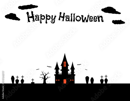 ハロウィンの怪しい館の背景素材　3
