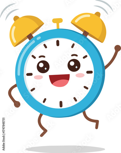Cartoon Alarm Clock Character Illustration vector