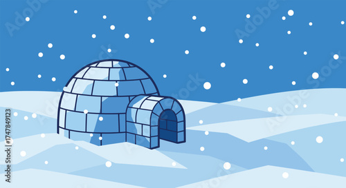 Cartoon Igloo Dwelling in Snowy Arctic Landscape 1.