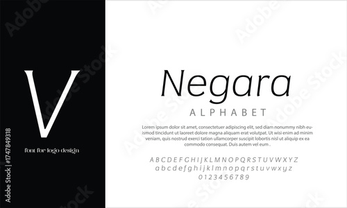 Negara Serif Hairline Italic vector alphabet font for logo design