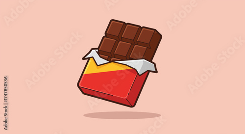 Delicious Milk Chocolate Bar with Red and Yellow Wrapper.
