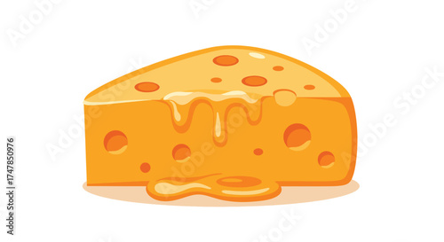 Delicious Wedge of Swiss Cheese with Dripping Honey.