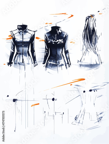 Aus der Serie: Design, Fashion und Modells, Entwürfe und Skizzen
