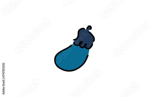 シンプルな茄子のイラスト　手描き風ベクター素材