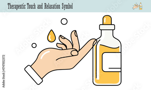 Massage Oil Bottle with Hand Icon – Therapeutic Touch and Relaxation Symbol