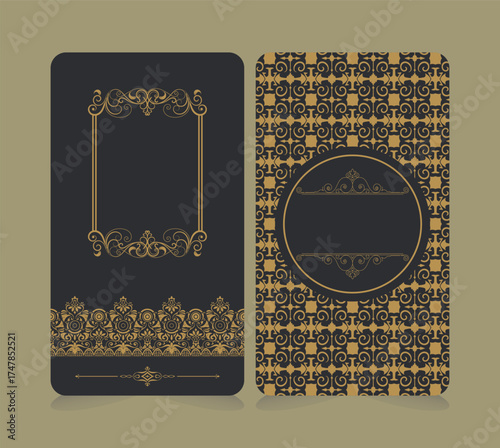 Luxury Ornamental Invitation Card Design in Black and Gold