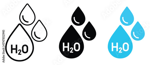 h2o icon. water drop vector icon set. raindrop signs. simple oil, tear or water droplet symbols. different color water drops. vector illustration on transparent background