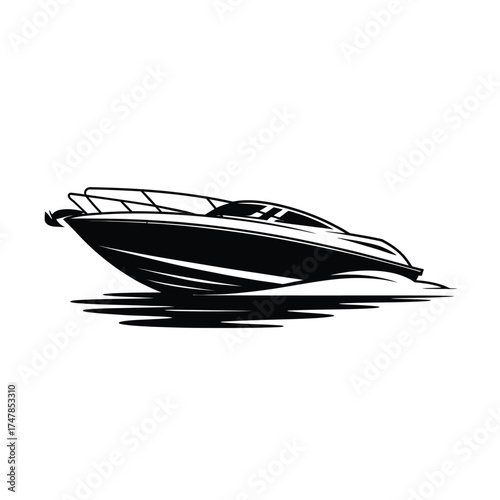Sketch of a sleek motorboat on the water