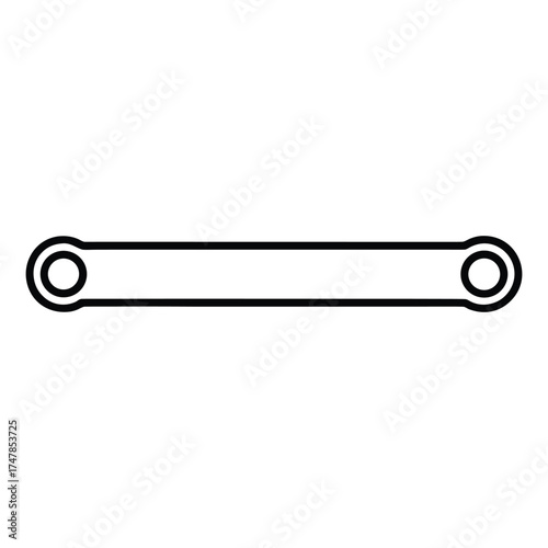Simple black and white illustration of a straight bar with circular holes at each end.