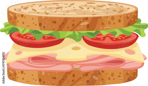 Ham and Cheese Sandwich Illustration 
