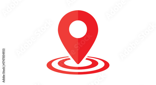 Red location pin icon with concentric circles indicating proximity