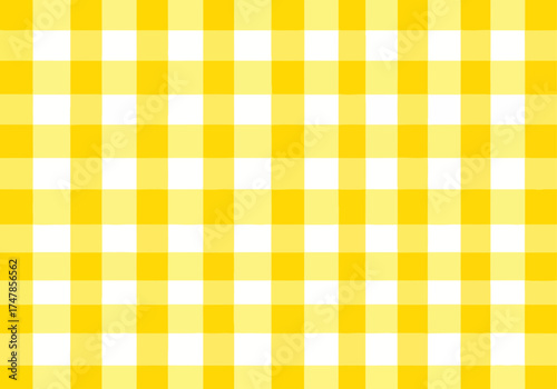 Seamless yellow and white gingham pattern fabric texture background design, ideal for a vintage picnic tablecloth