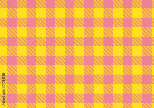 Yellow and green checkered plaid fabric seamless vector illustration background pattern textile design