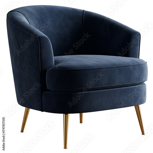 Navy Blue Velvet Armchair with Gold Legs furniture
