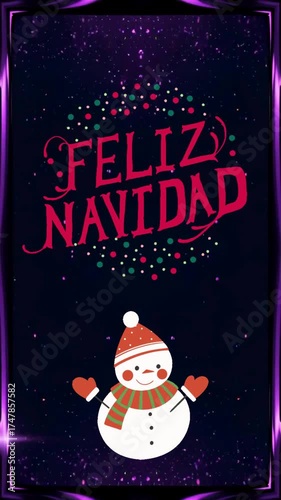 animación violeta opulenta feliz navidad con muñeco de nieve