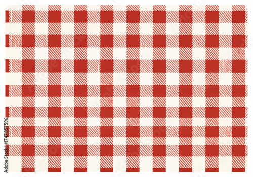 Red and white gingham seamless textile pattern for picnic backdrop