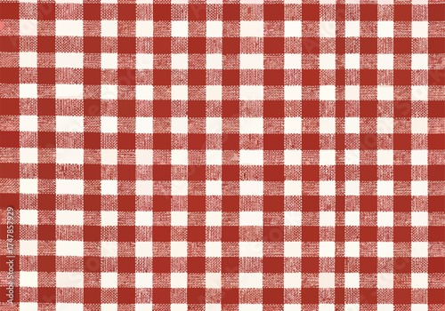 Red and white gingham geometric tablecloth fabric pattern texture seamless design