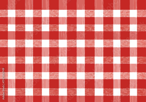 A classic red and white checkered tablecloth pattern perfect for picnic and kitchen designs.