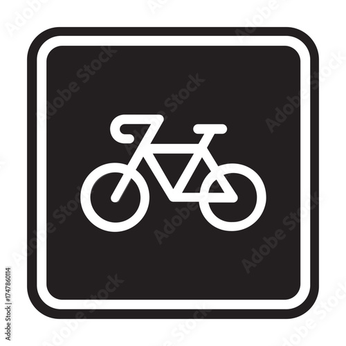 Blue bicycle path sign vector icon for cycling routes