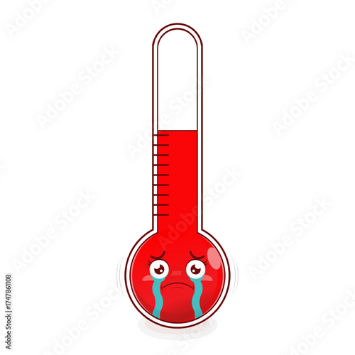 thermometer scared face cartoon cute