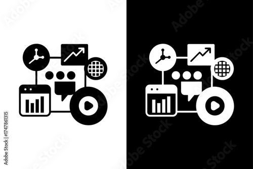Social Media Dashboard Icons — Calendar and Metrics Design.