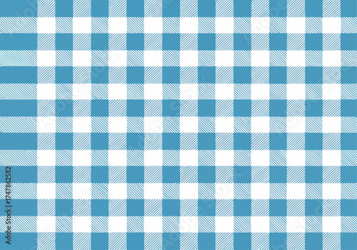 Seamless blue gingham checkered fabric texture for vintage picnic tablecloth design