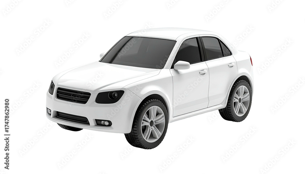 Obraz premium 3D-rendered, clean, white sedan car isolated on a black background