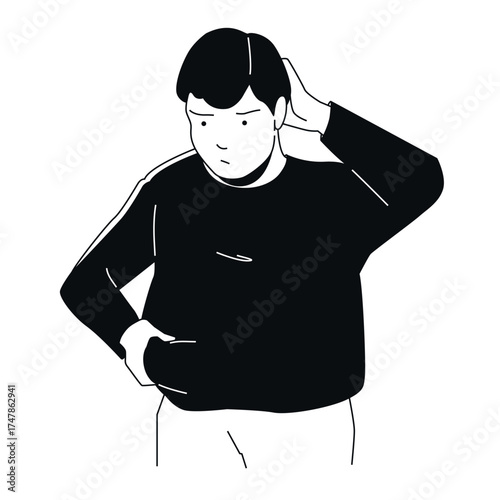 Weight Concern - Black and White Flat Design Illustration