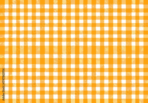 Seamless orange and yellow plaid fabric texture for vintage tablecloth design