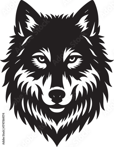 Majestic wolf portrait with intense gaze for striking logo or branding design