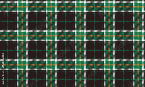 Seamless plaid pattern in brown, green, white, and yellow for clothing designs, skirts, pants, and suits. Simple yet stylish and unique.