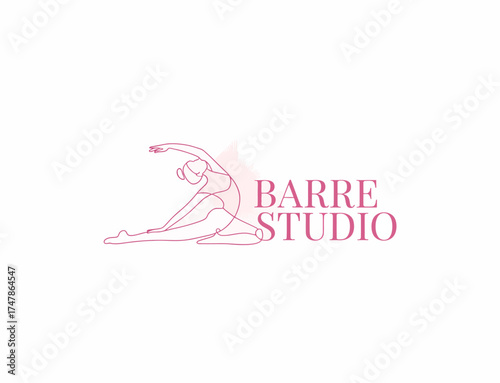 This stunning logo design showcases a ballerina in an elegant barre dance pose, embodying grace and strength, perfect for a barre studio branding identity.