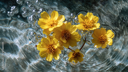 Yellow Flowers on the Water Surface